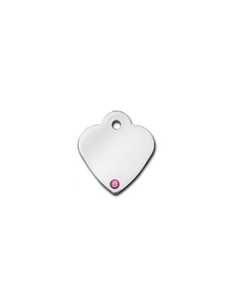 Ταυτότητα καρδιά μικρή με ροζ πέτρα Tourmaline - Οκτώβριος