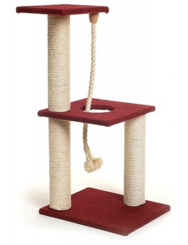 Scratching post with 3 boards and rope