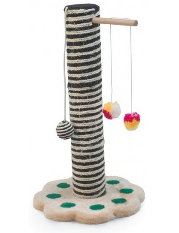 “Two-colours” scratching post with cat toys