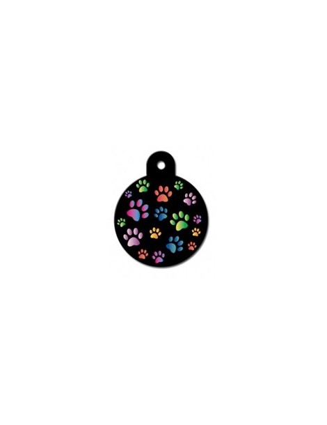 Large Black Circle ID Tag with Paws