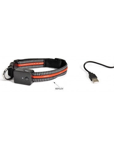 Black Reflective Dog Collar with USB Charging