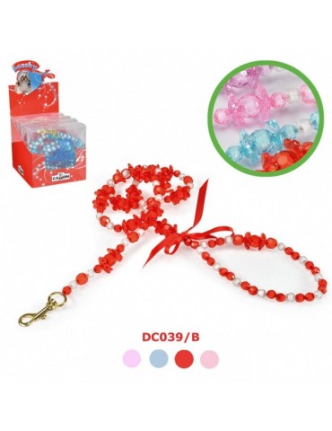 Stylish leash with pearls & flowers