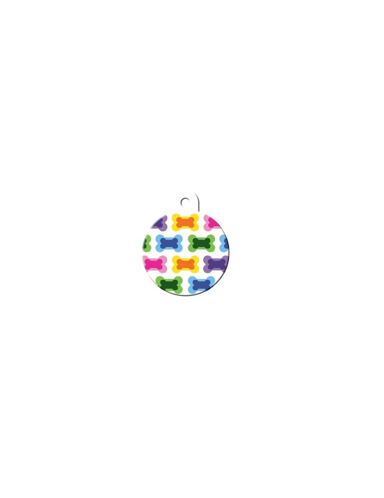 Large Colorful Circle ID Tag with Bones