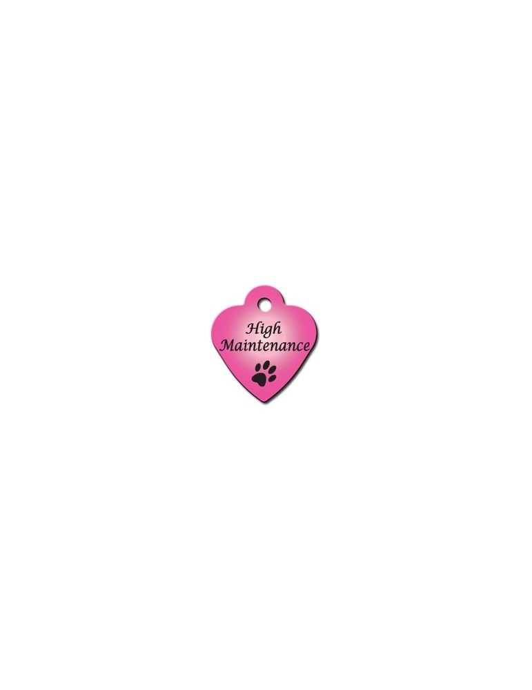 Small Pink Heart Tag with "High Maintenance" 