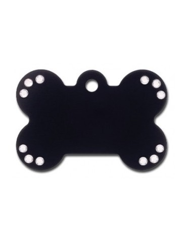 Black Anodized Bone ID Tag with Clear Stones