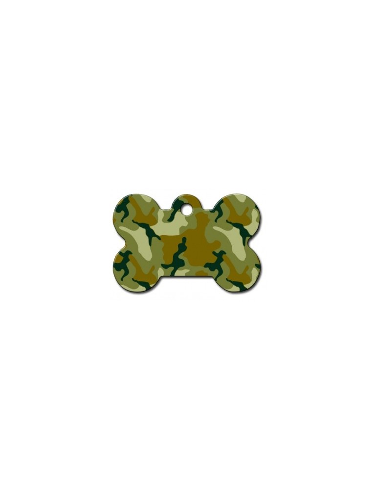 Large Green Camouflage Bone ID Tag