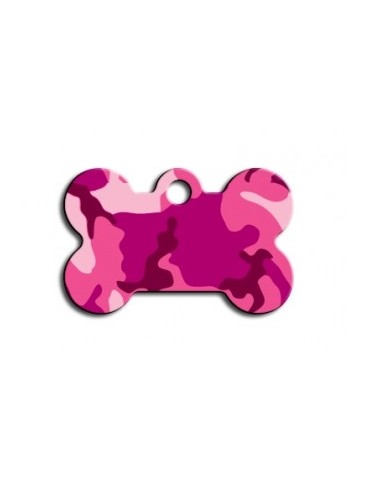 Small Pink Camouflage Bone ID Tag
