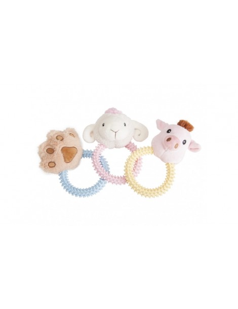 Plush dog toy with TPR ring