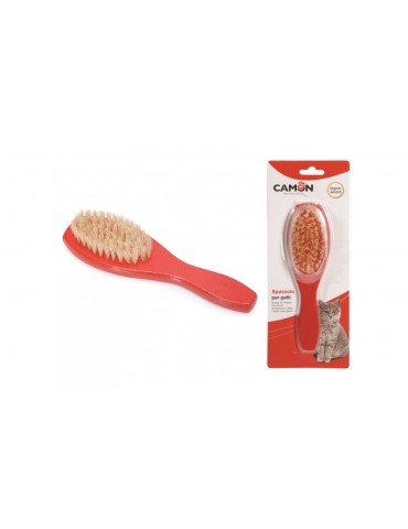Pin brush for cats with wood handle