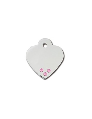 Heart ID Tag Small with Pink Stone