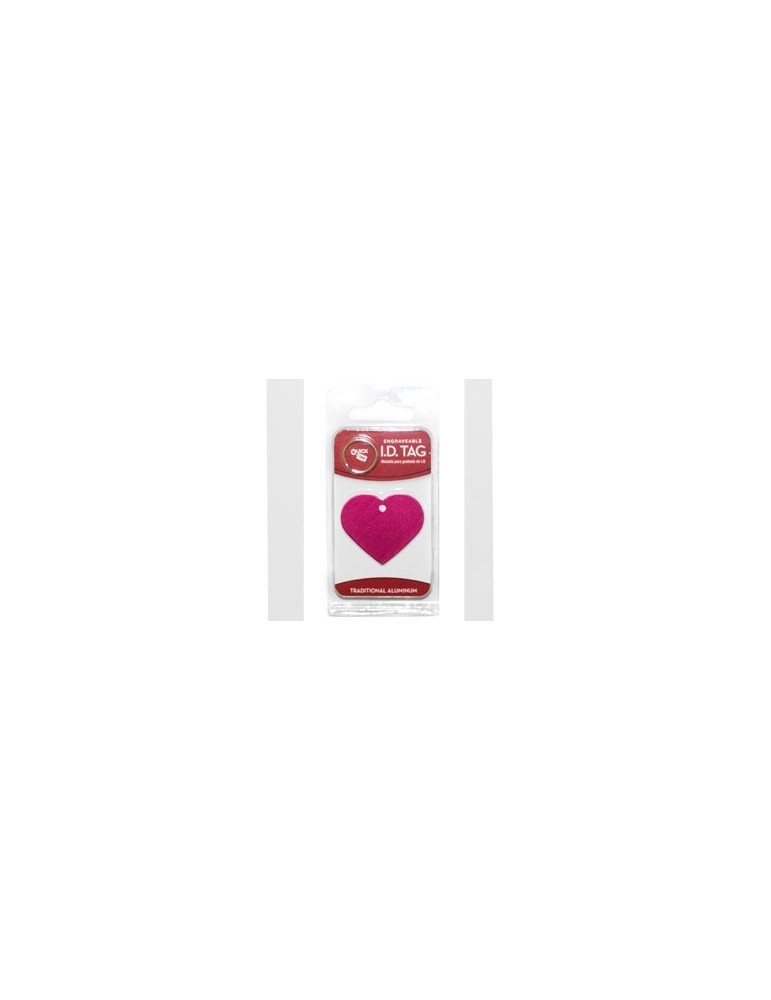 Pink ID Heart Shape Tag Large Anodized
