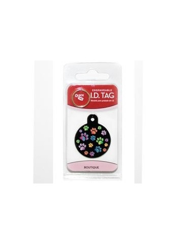Large Black Circle ID Tag with Paws
