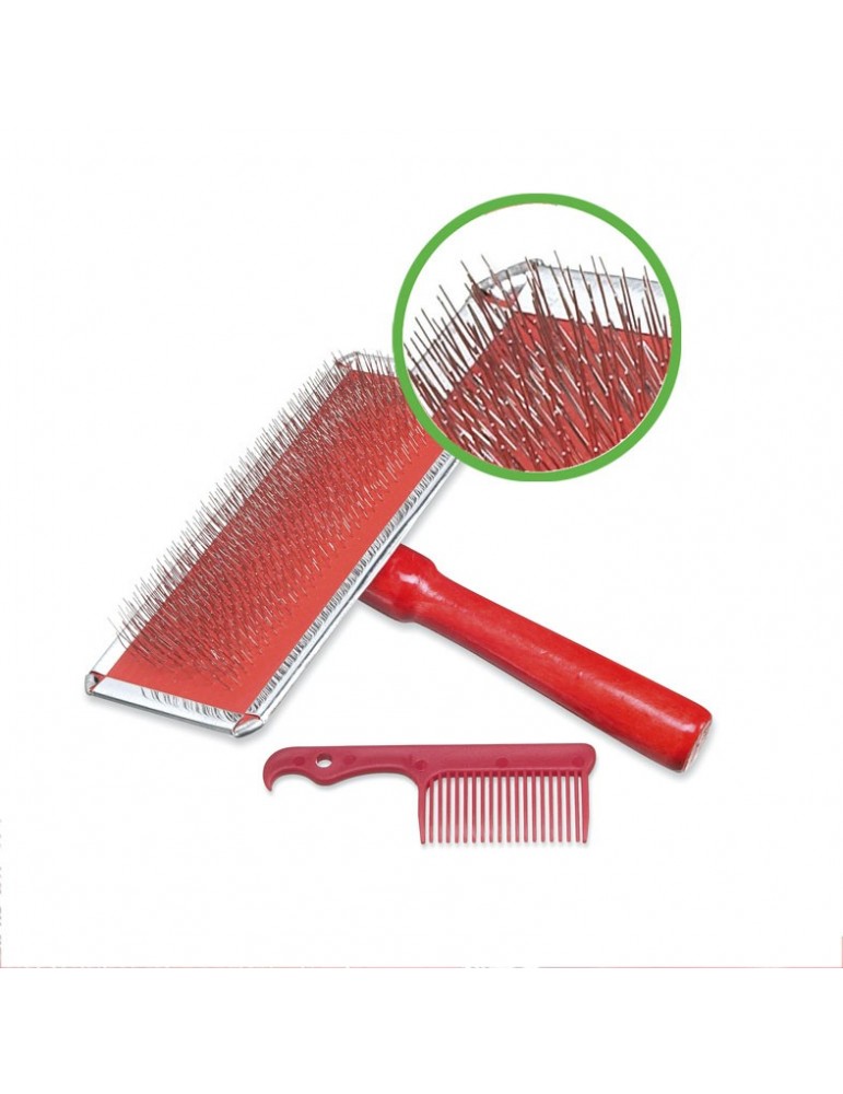 Chrome-plated slicker brush with small comb