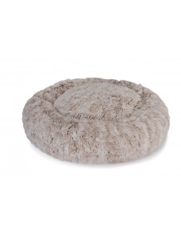Round Fur Bed With Removable Beige 60cm