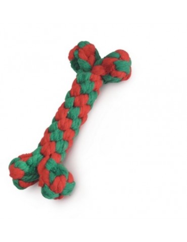 Dog toy - Christmas bone in woven cotton rope