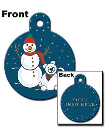 Large Circle ID Tag with with Snowman