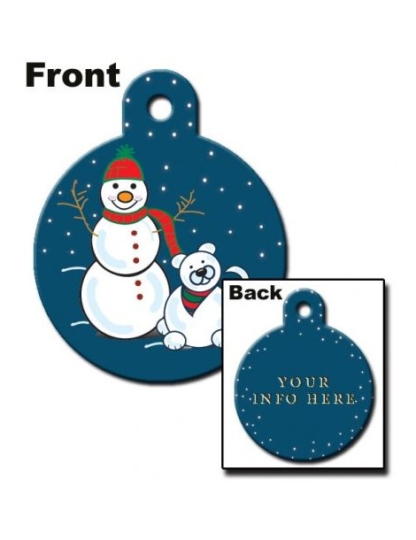 Large Circle ID Tag with with Snowman