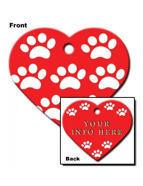 Heart ID Tag Large with Paws