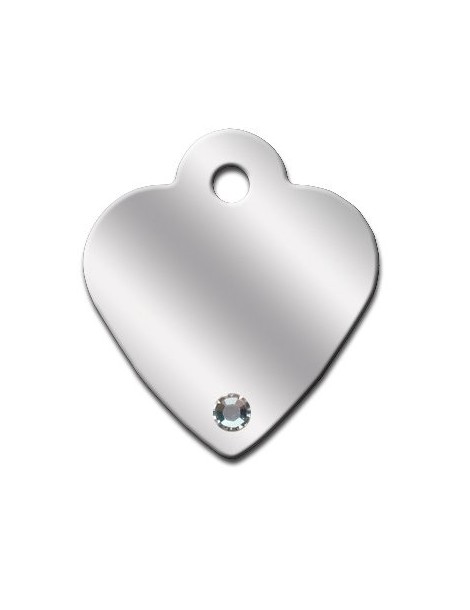 Heart ID Tag Small with Aurora Stones