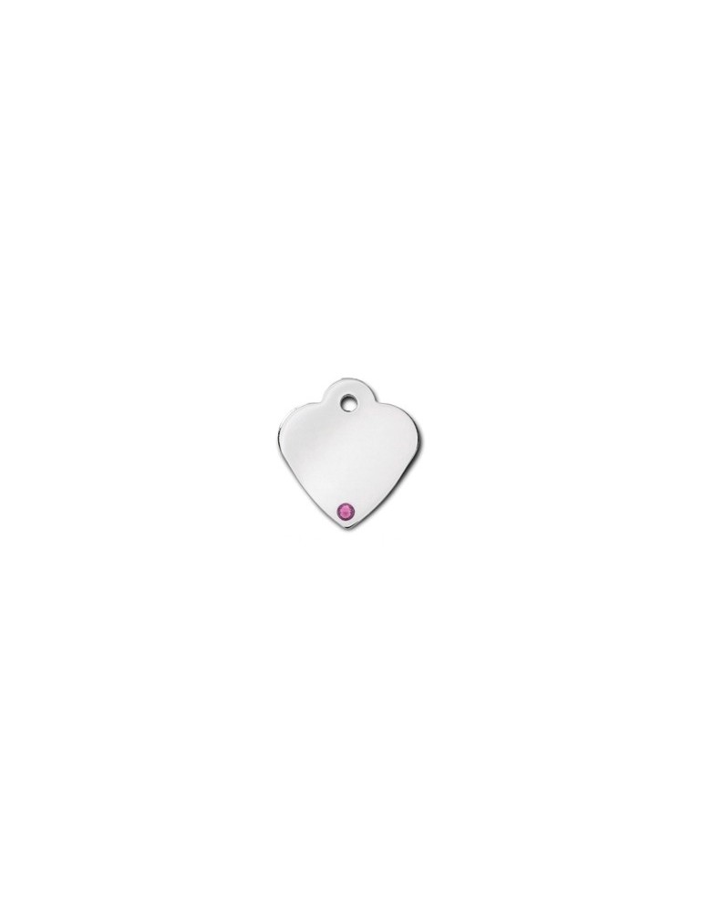 Heart ID Tag Small with Amethyst Stone - February