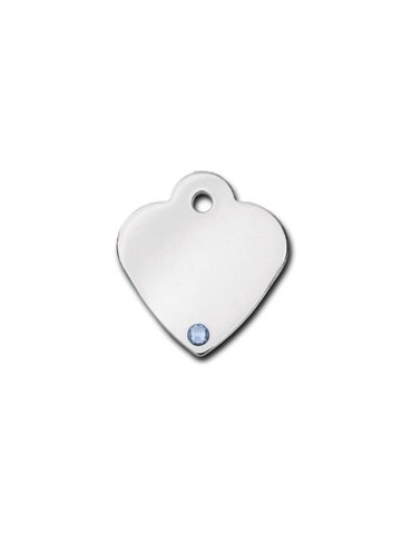 Heart ID Tag Small with Aquamarine Stone - March