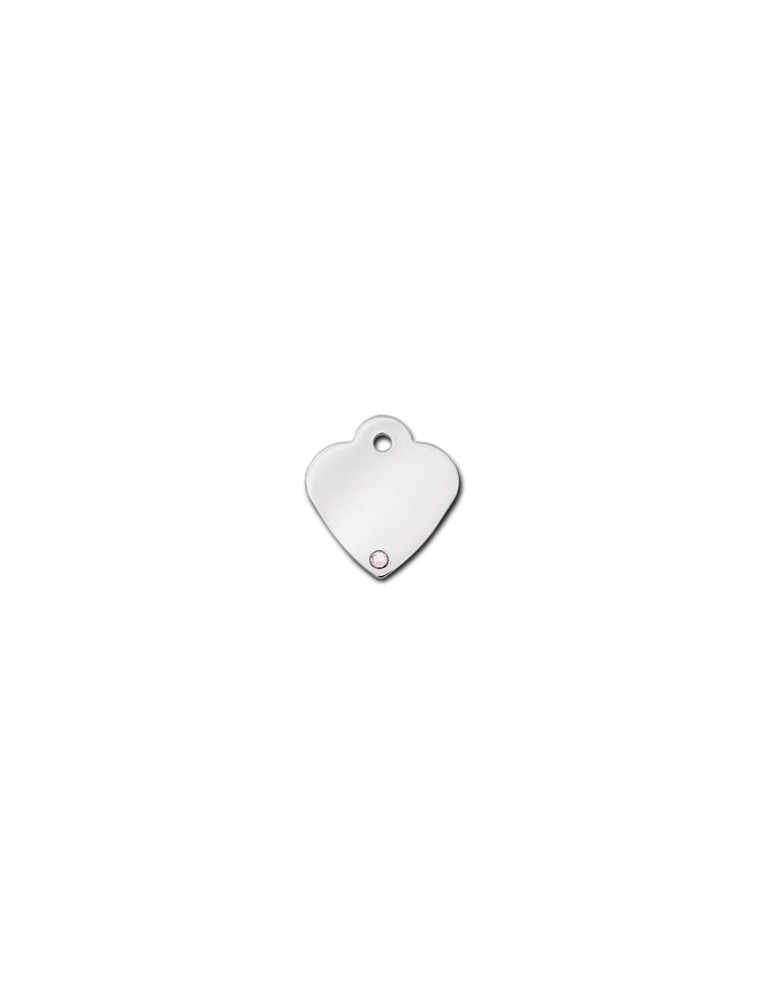 Heart ID Tag Small with Diamond Stone - April