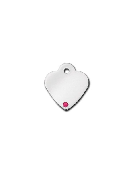 Heart ID Tag Small with Ruby Stone - July